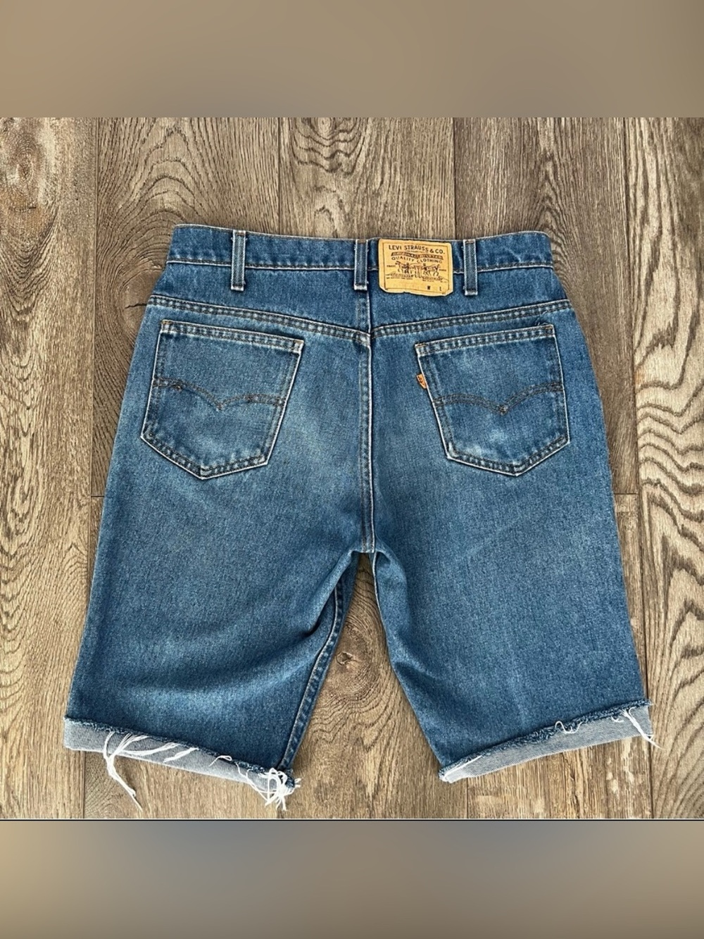 Vintage 80s LEVI’S Orange Tab 20508 0914 Cuffed Denim Jean Shorts 33”